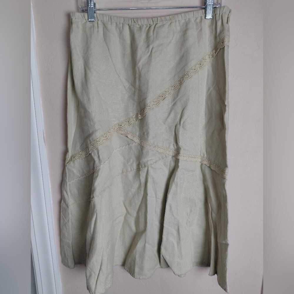 J. Jill Beachgrass Midi Skirt 100% Linen Size MEDIUM New With Tags